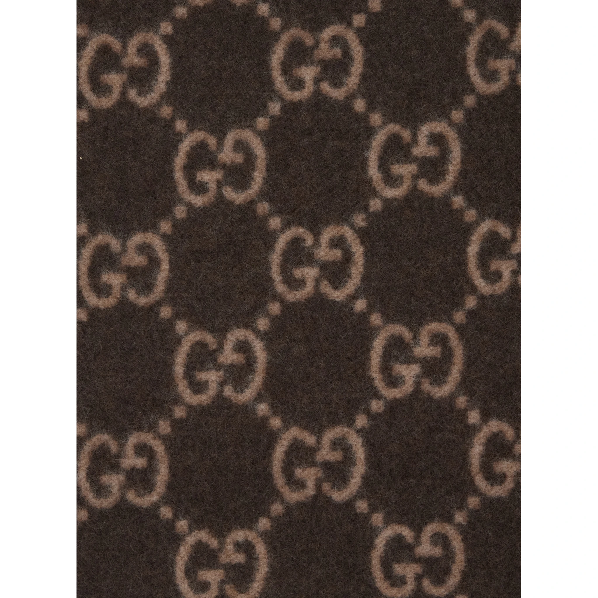 Brown Scarf with All-Over GG Motif and Fringed Hem in Cashmere Man