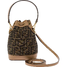 Mon Tresor Brown Minibag with Drawstring in FF Fabric Woman