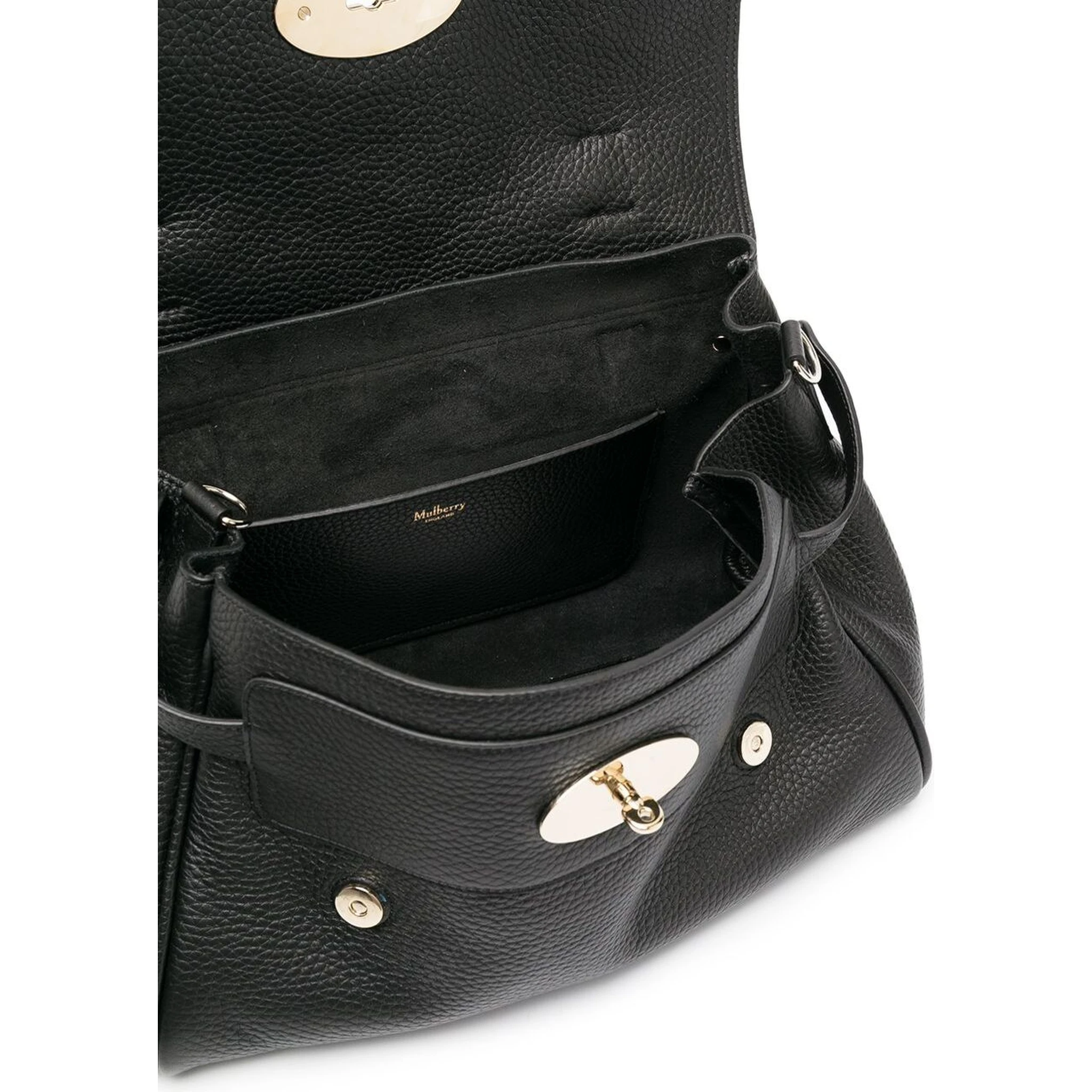 Alexa Black Handbag with Adjustable and Removable Shoulder Strap and Magnetic Closure in Granied Leather Woman