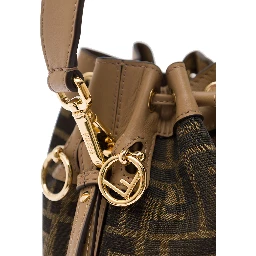 Mon Tresor Brown Minibag with Drawstring in FF Fabric Woman