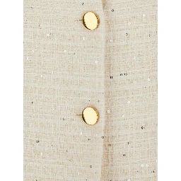Beverly White Jacket with Metal Buttons in Cotton Tweed Woman