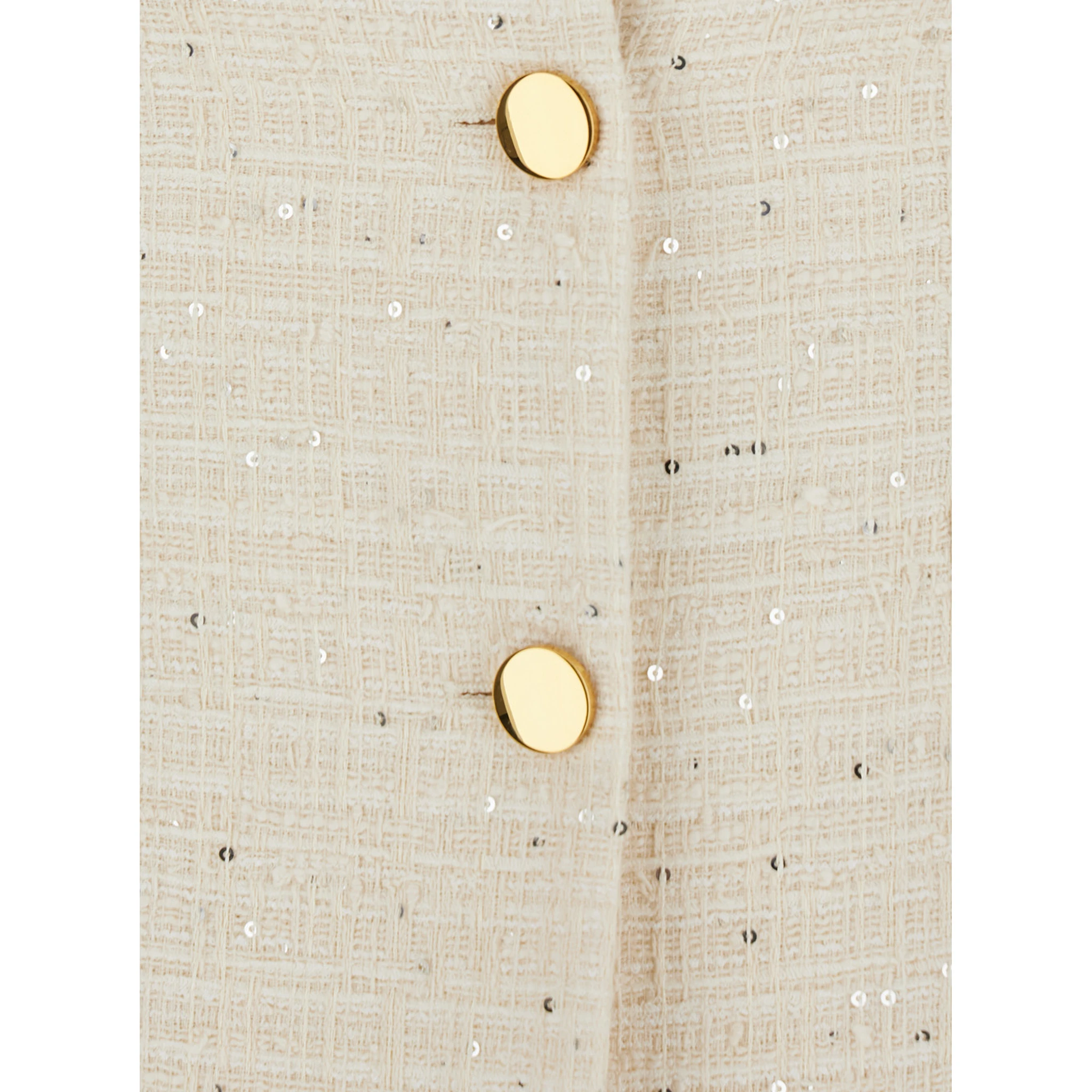 Beverly White Jacket with Metal Buttons in Cotton Tweed Woman