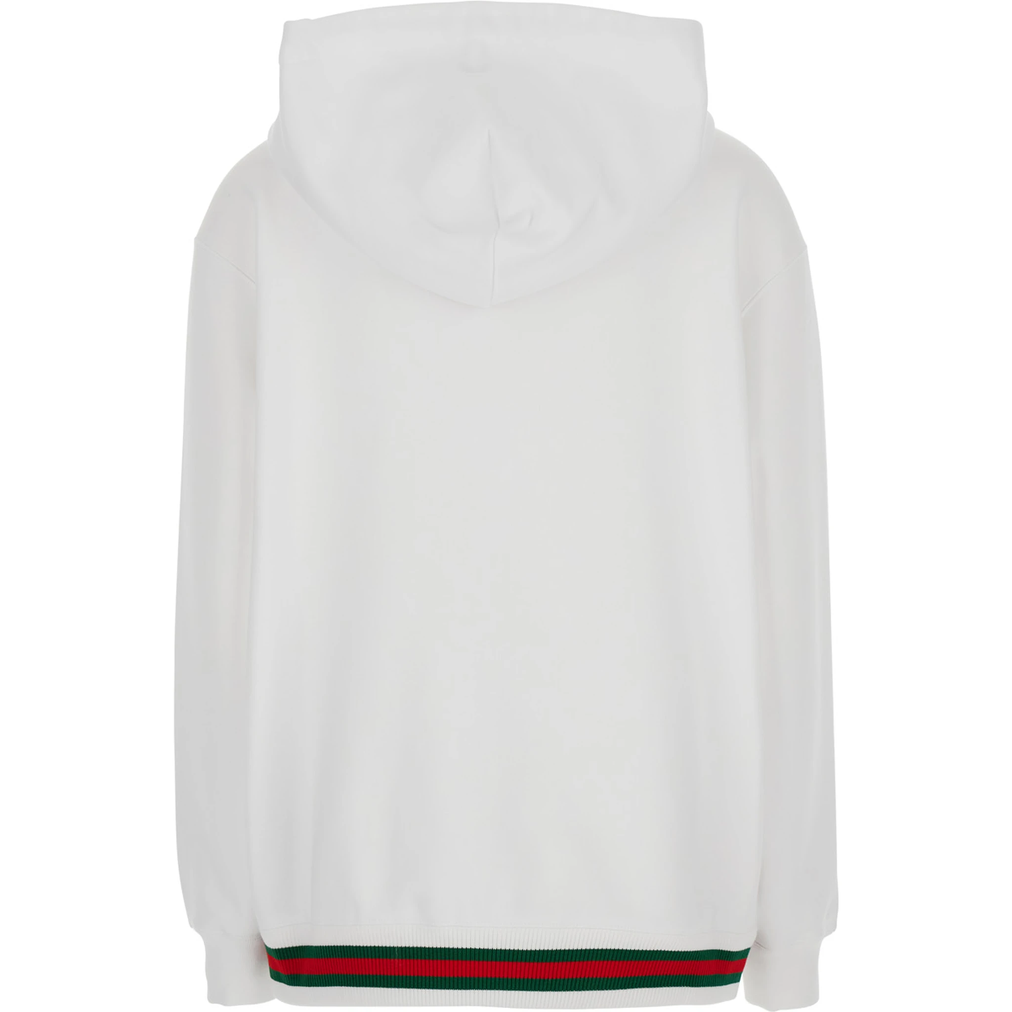White Sweatshirt with Logo Imprinted on the Front and Web Detail on the Edge in Cotton Man