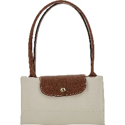 Le Pliage Original White Shoulder Bag with Embossed Logo in Canvas Woman