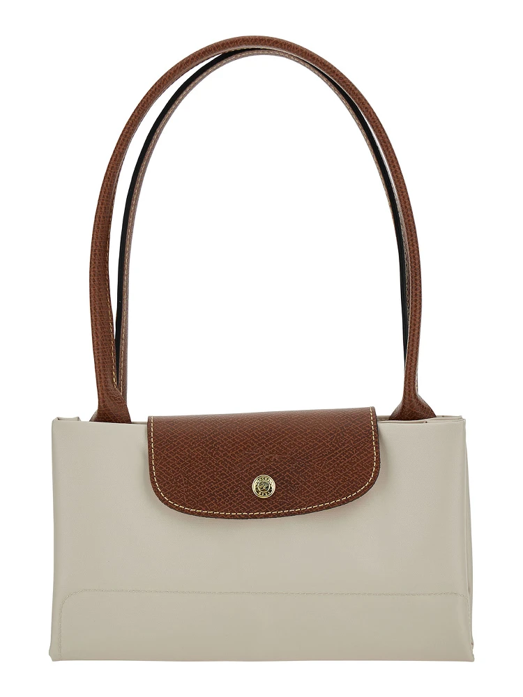 Le Pliage Original White Shoulder Bag with Embossed Logo in Canvas Woman