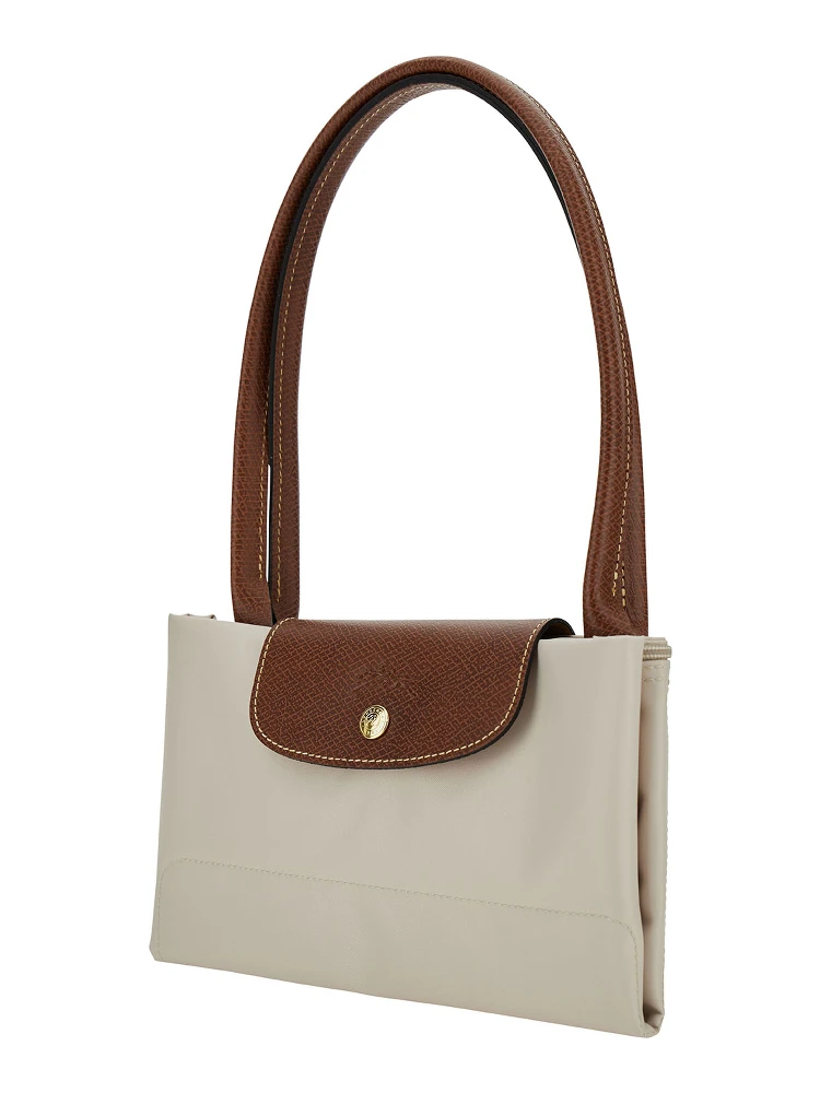 Le Pliage Original White Shoulder Bag with Embossed Logo in Canvas Woman alternative