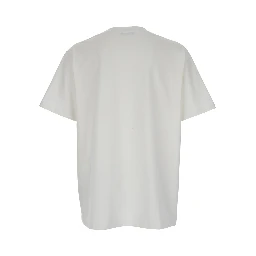 White Crewneck T-Shirt with Maxi Logo Lettering on the Front in Cotton Man