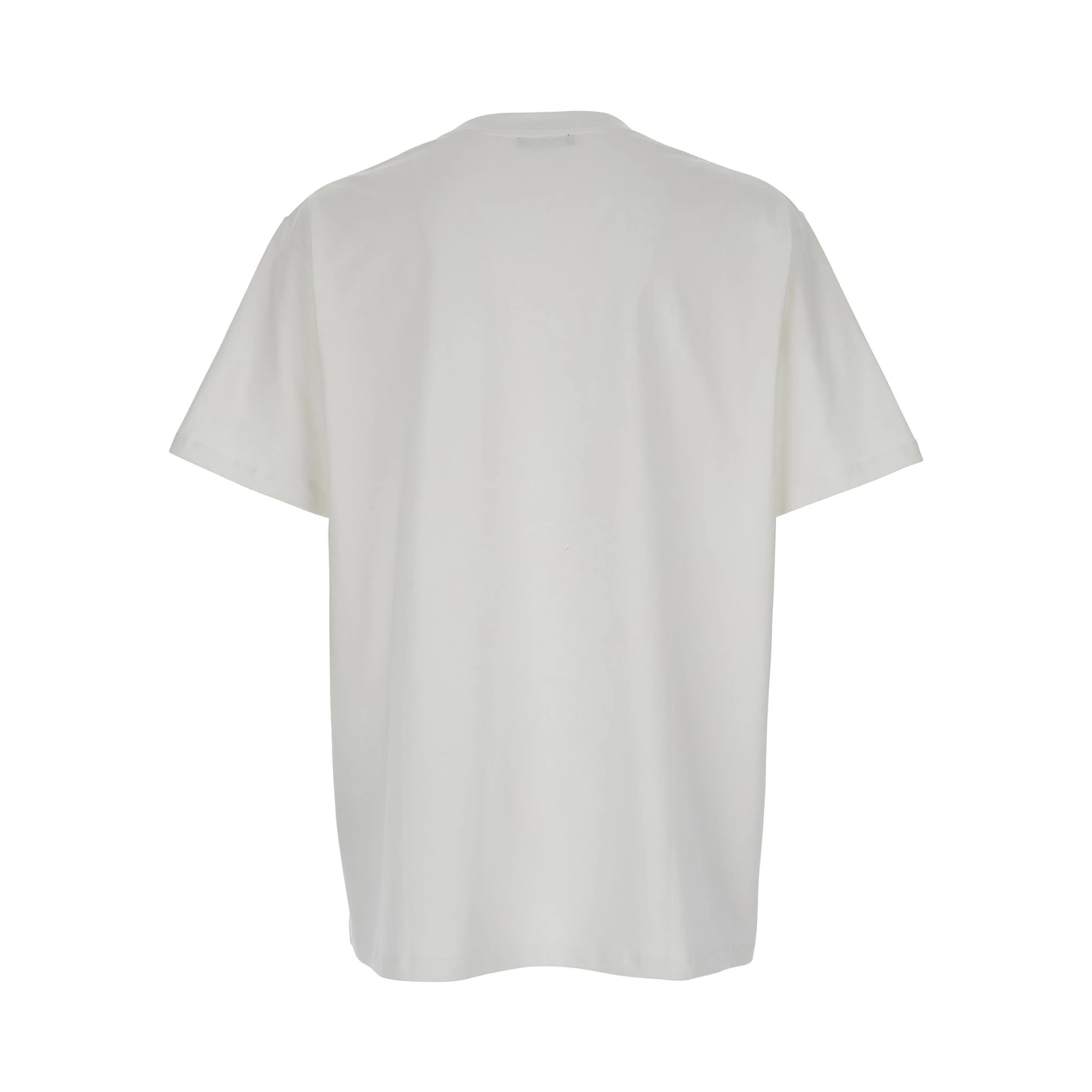 White Crewneck T-Shirt with Maxi Logo Lettering on the Front in Cotton Man