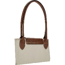 Le Pliage Original White Shoulder Bag with Embossed Logo in Canvas Woman