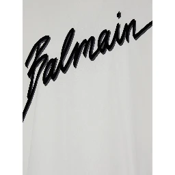 White Crewneck T-Shirt with Maxi Logo Lettering on the Front in Cotton Man