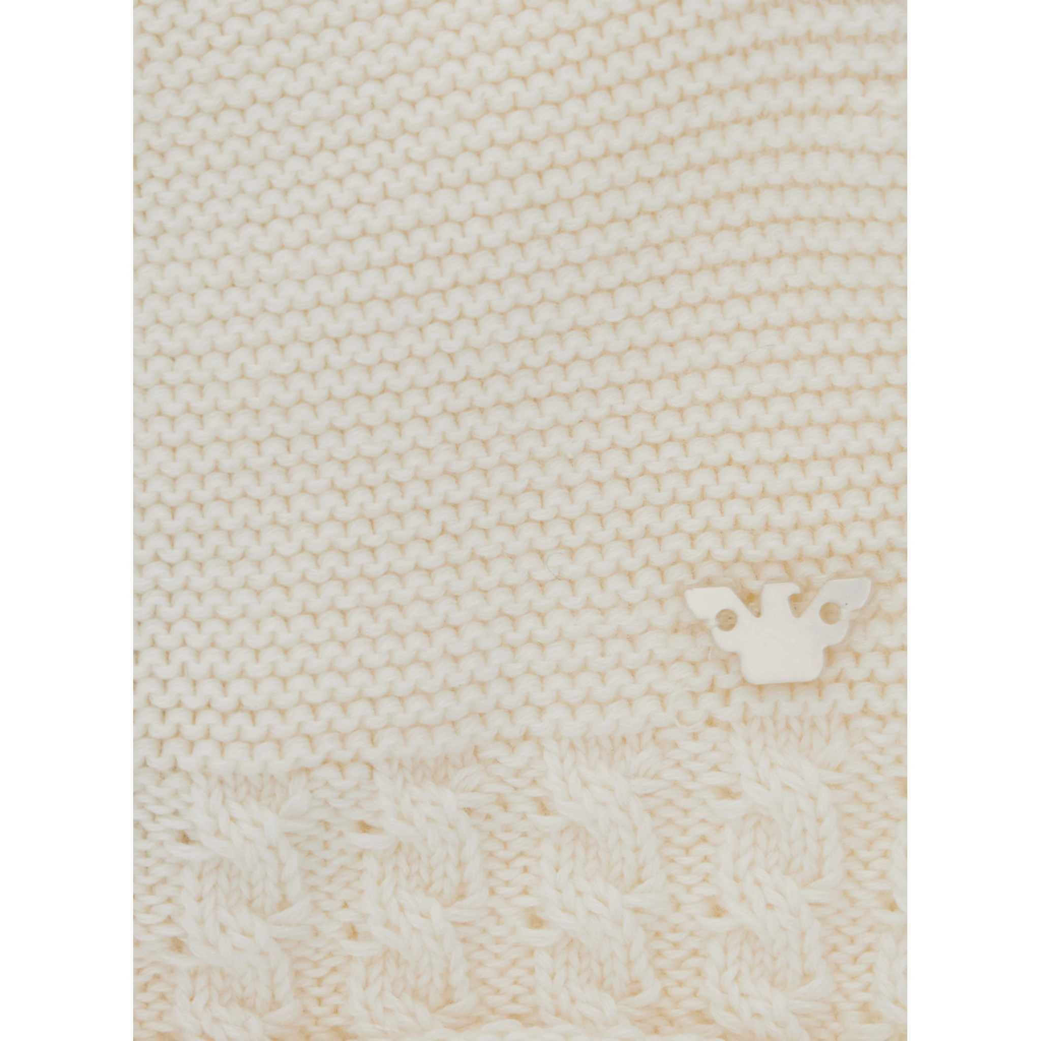 White Beanie with Ear Detail and Logo Embroidery on the Front in Cotton and Cashmere Baby