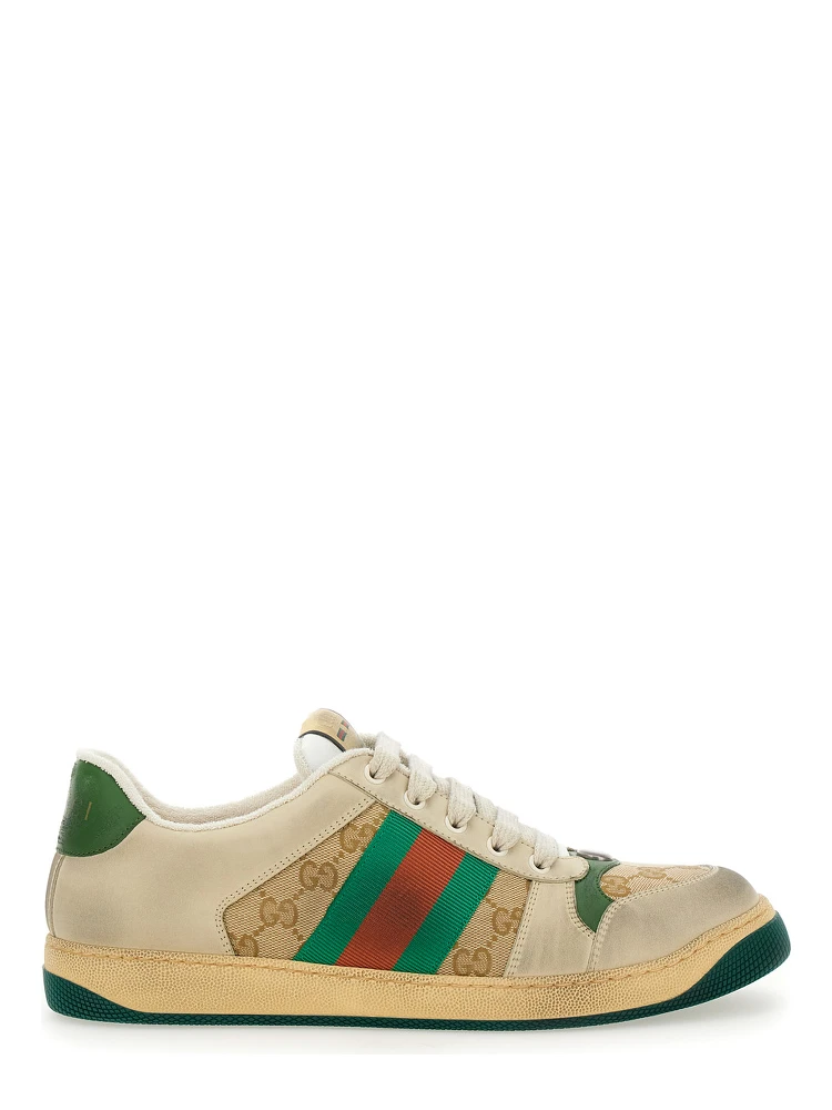 Screener Multicolor Sneakers with Web Detail on the Side in GG Canvas and Leather Man