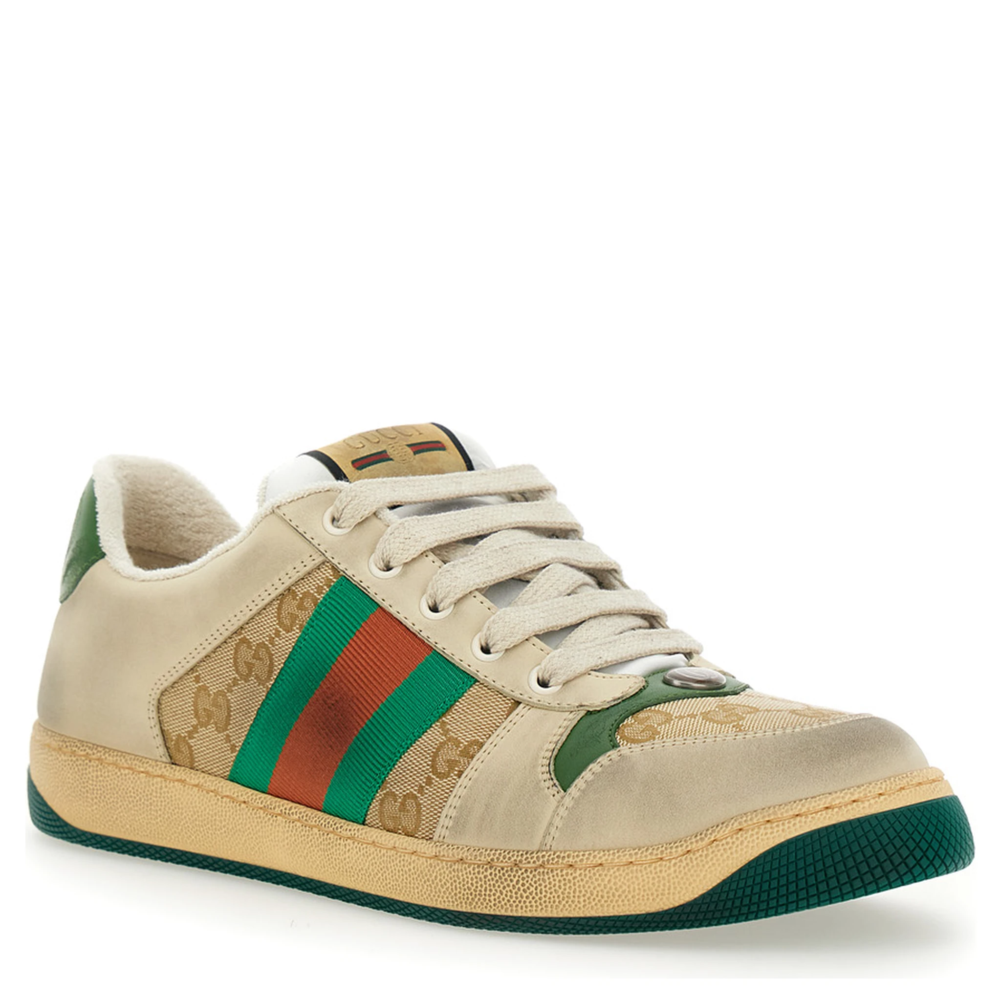 Screener Multicolor Sneakers with Web Detail on the Side in GG Canvas and Leather Man