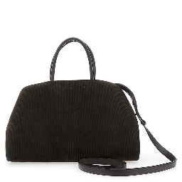 Hug Bicolor Brown Handbag with Logo and Gancini Buckle in Leather Woman