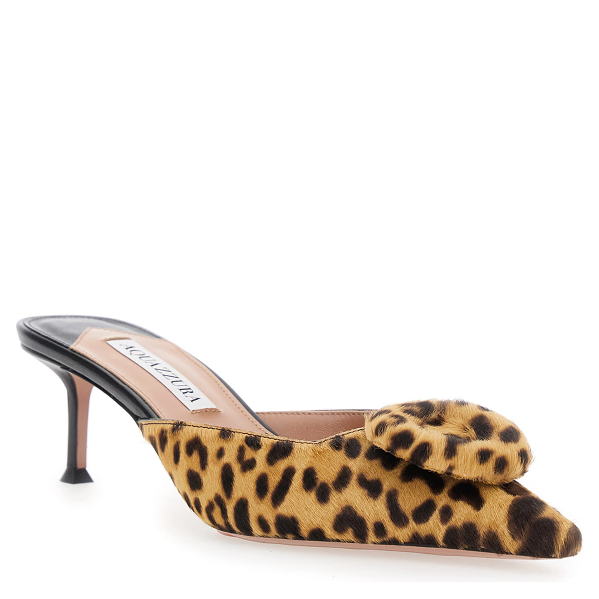 The Hood Brown Mules with Bow Detail and Leopard Motif in Suede Woman