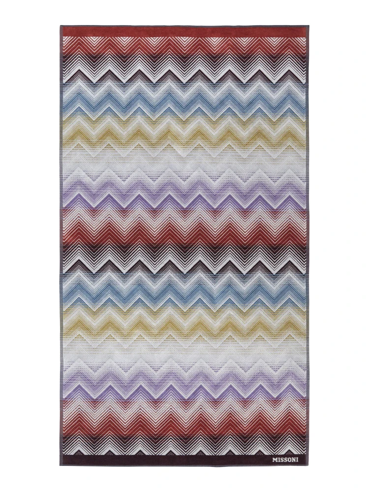 Marea Multicolor Beach Towel with Logo Lettering on the Front and ZigZag Motif in Cotton Home alternative