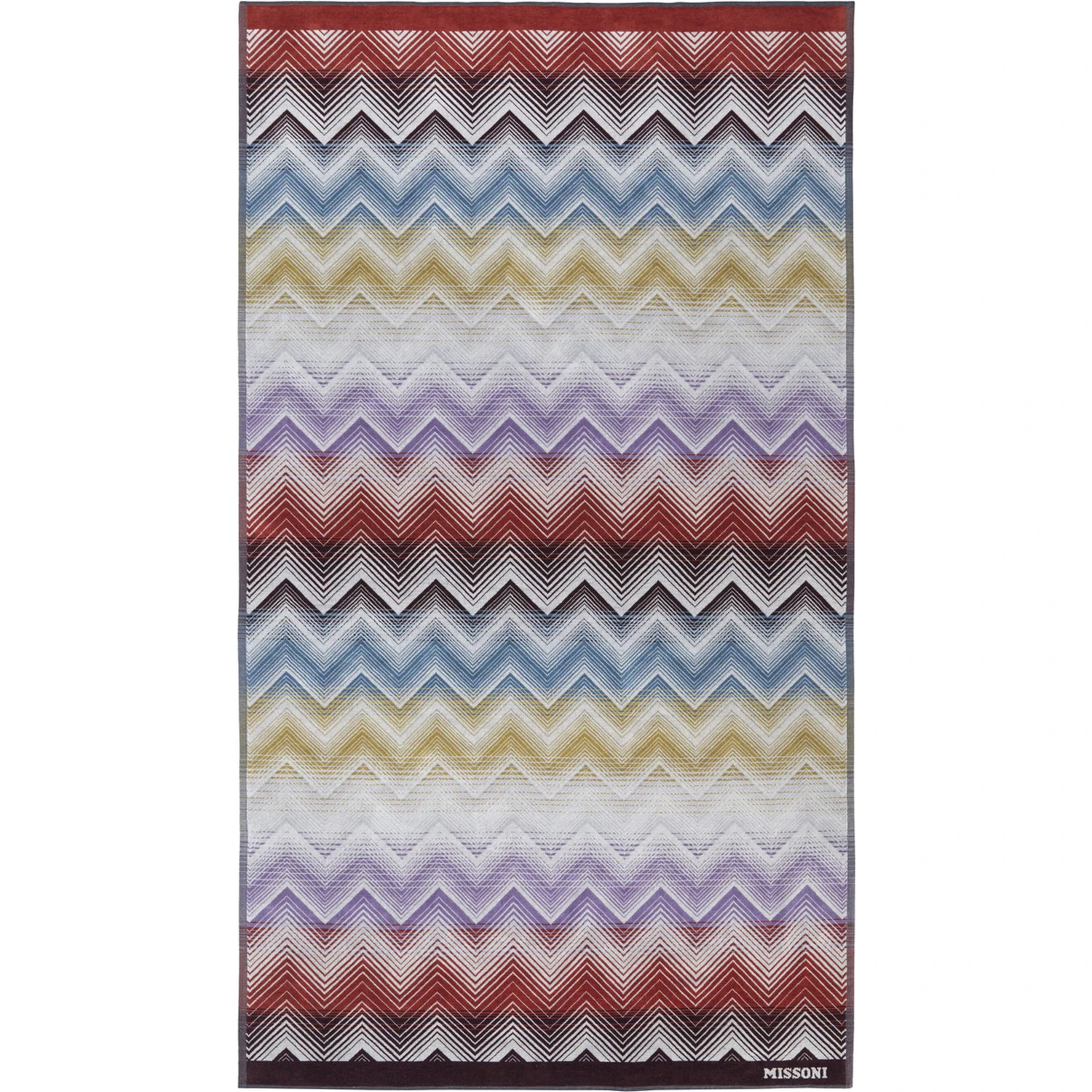 Marea Multicolor Beach Towel with Logo Lettering on the Front and ZigZag Motif in Cotton Home
