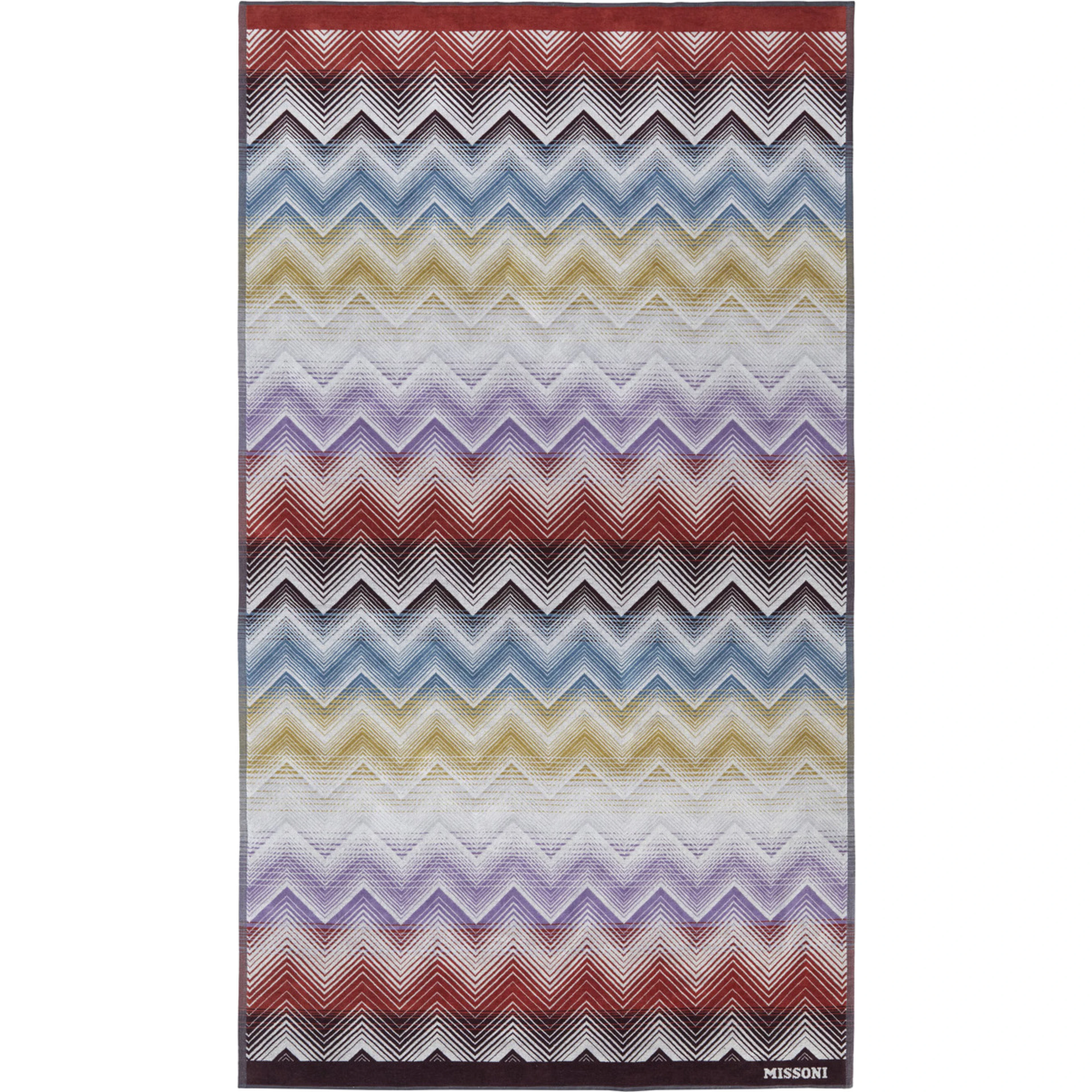 Marea Multicolor Beach Towel with Logo Lettering on the Front and ZigZag Motif in Cotton Home