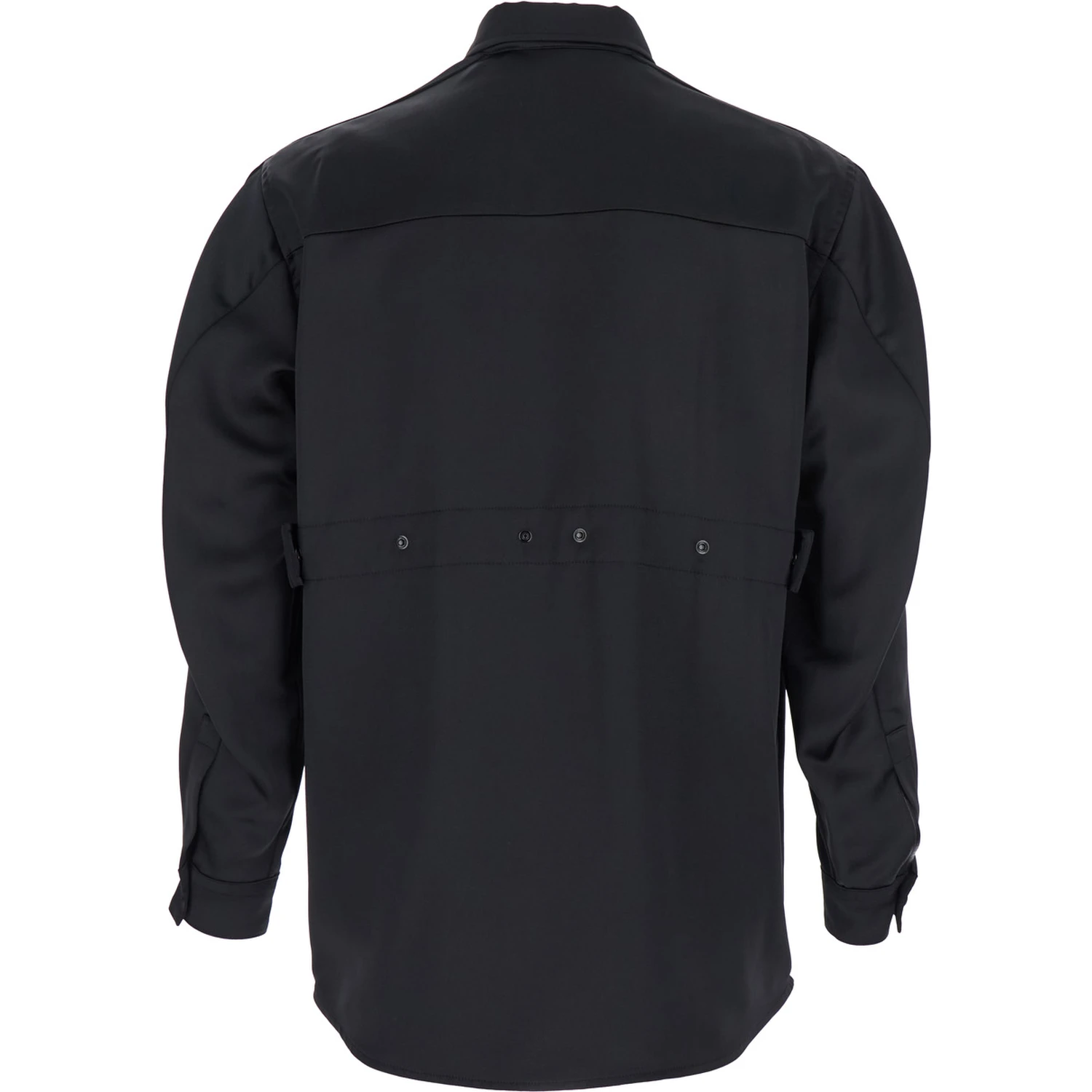 Black Shirt with Classic Collar and Logo Patch on the Chest in Tech Fabric Woman