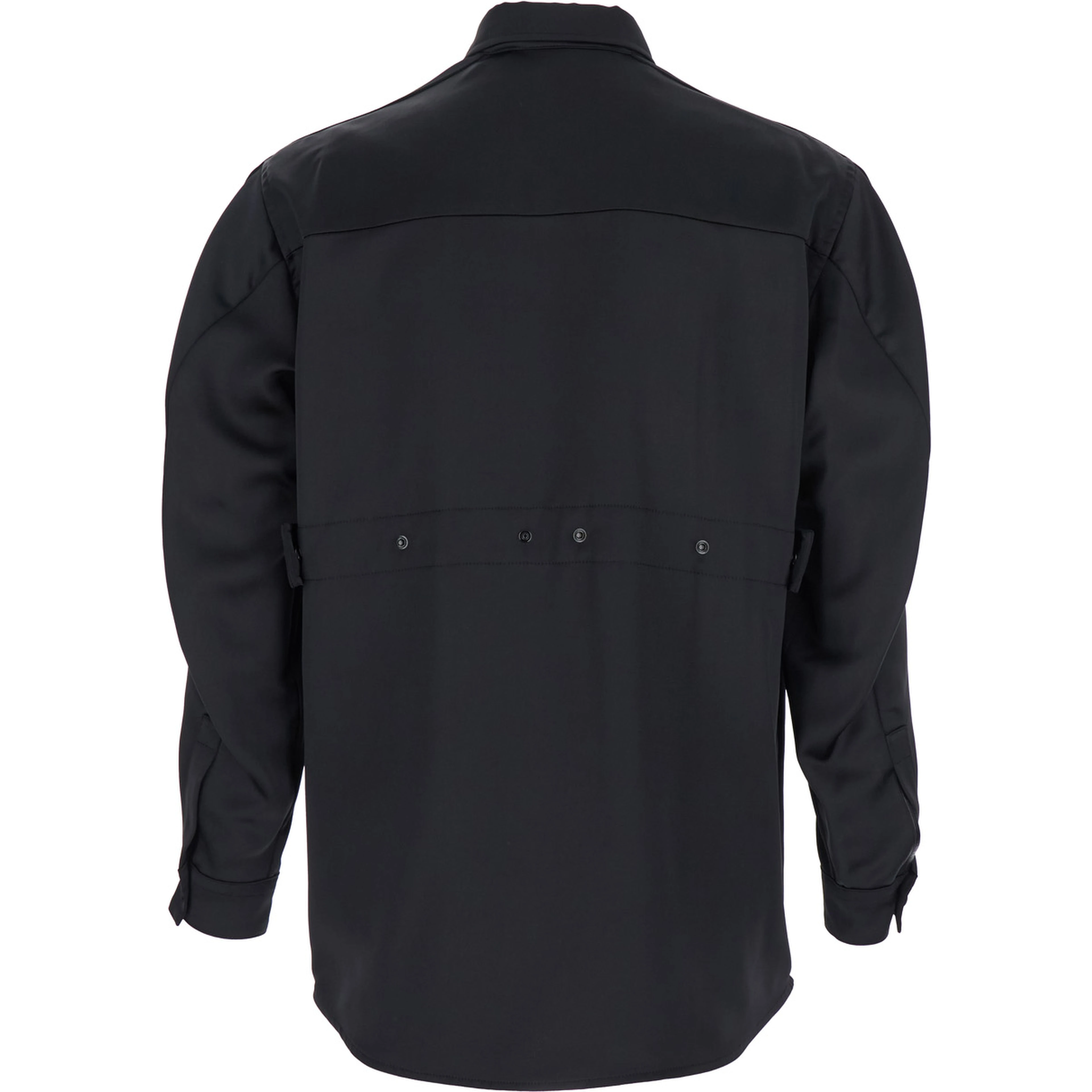Black Shirt with Classic Collar and Logo Patch on the Chest in Tech Fabric Woman
