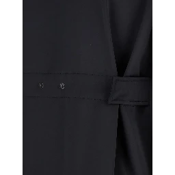 Black Shirt with Classic Collar and Logo Patch on the Chest in Tech Fabric Woman