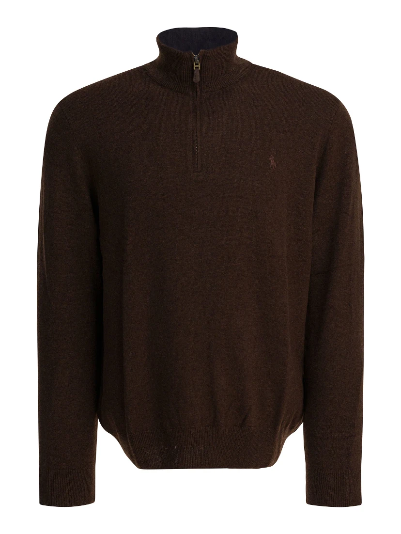 Wool sweater with zipper
