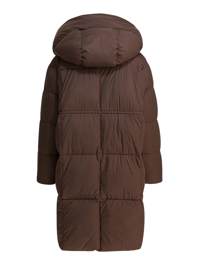 Long down jacket with over hood