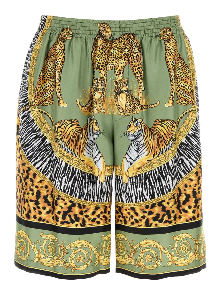 SHORTS WILD CATS PRINT SILK TWILL
