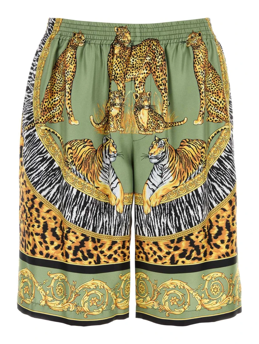 SHORTS WILD CATS PRINT SILK TWILL