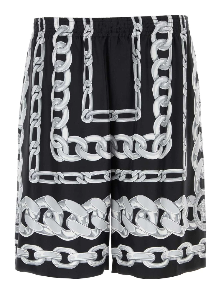 SHORTS MEDUSA CHAINS PRINT SILK TWILL