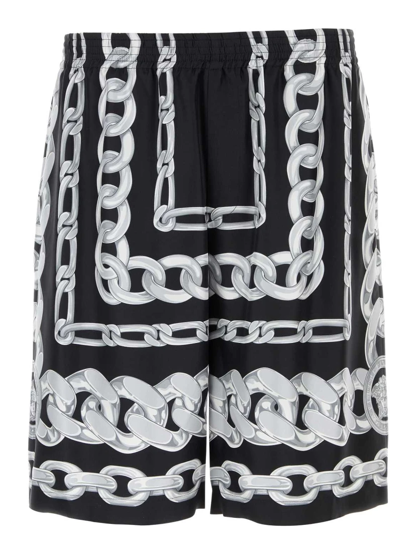 SHORTS MEDUSA CHAINS PRINT SILK TWILL