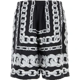 SHORTS MEDUSA CHAINS PRINT SILK TWILL