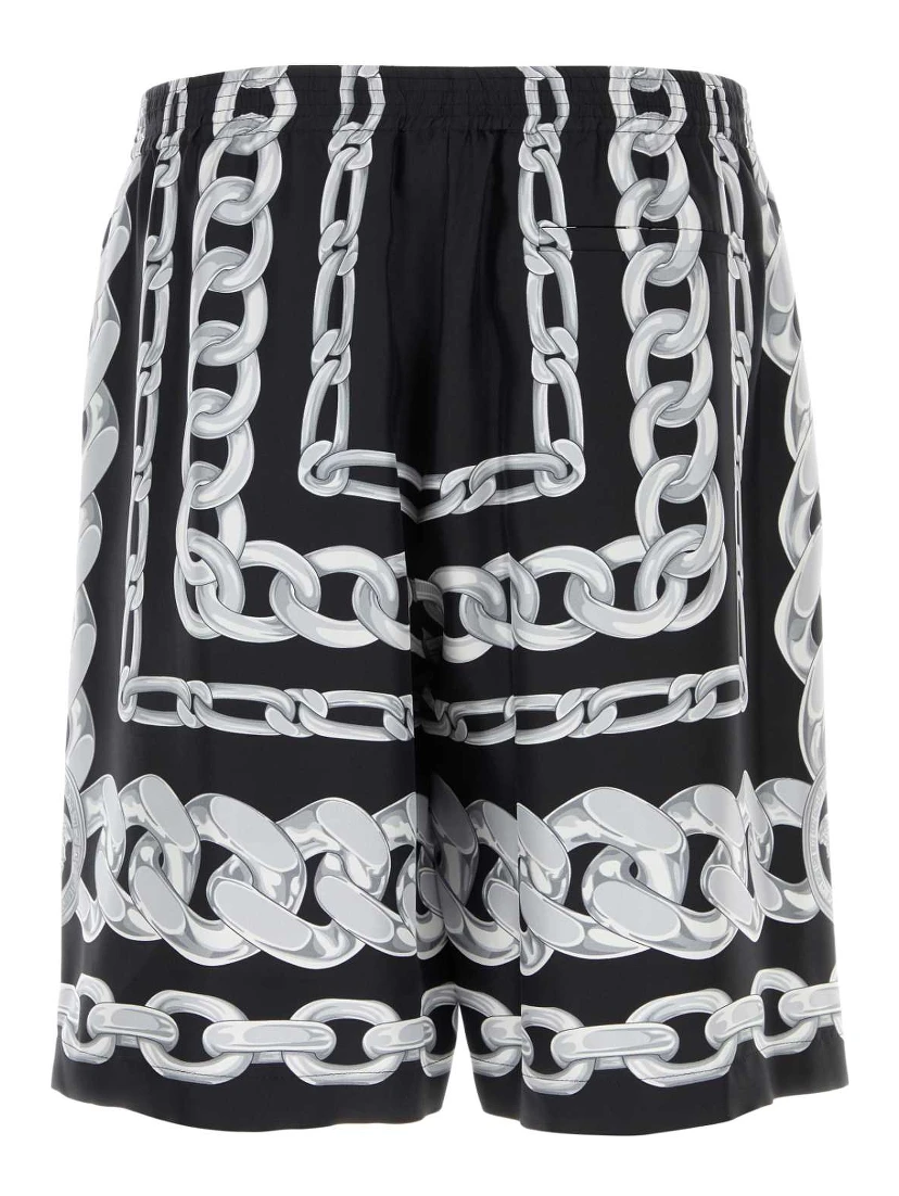 SHORTS MEDUSA CHAINS PRINT SILK TWILL