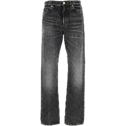 PANT DENIM STONE WASH BLACK DENIM FABRIC + EMBOSSE
