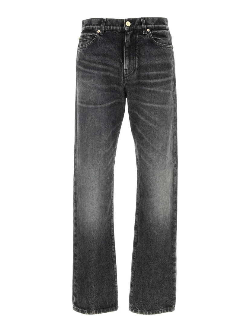 PANT DENIM STONE WASH BLACK DENIM FABRIC + EMBOSSE
