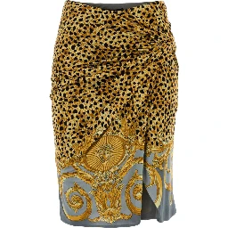 SKIRT CHEETAH FOULARD ON RESPONSIBLE HEAVY VISCOSE