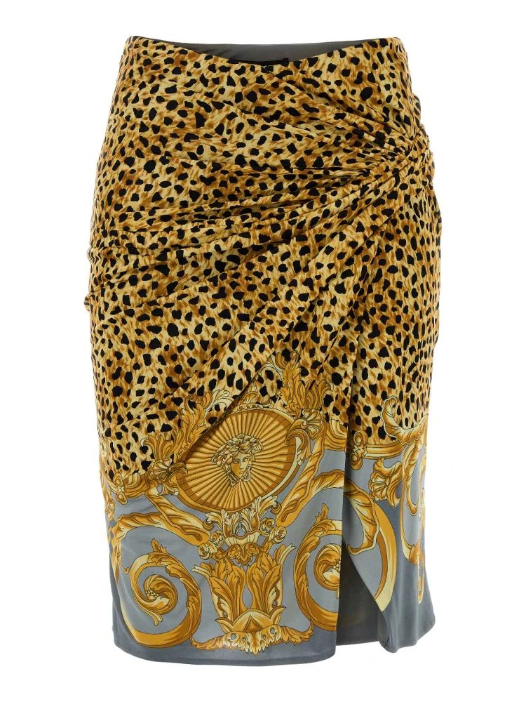 SKIRT CHEETAH FOULARD ON RESPONSIBLE HEAVY VISCOSE