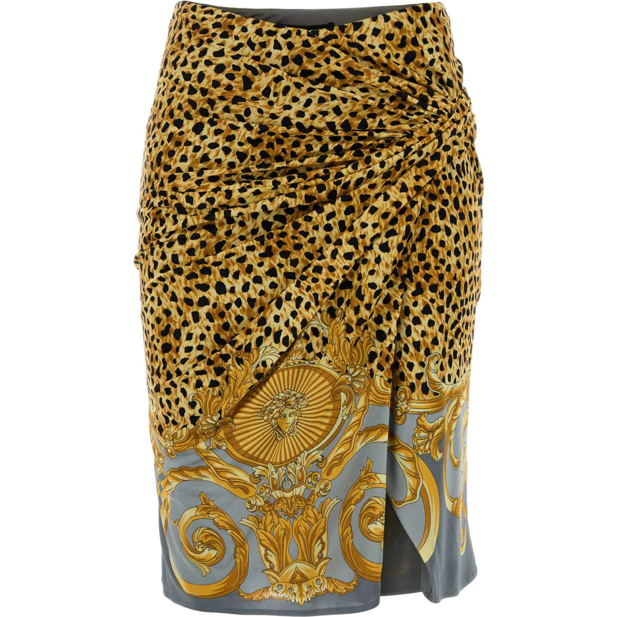 SKIRT CHEETAH FOULARD ON RESPONSIBLE HEAVY VISCOSE
