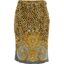 SKIRT CHEETAH FOULARD ON RESPONSIBLE HEAVY VISCOSE