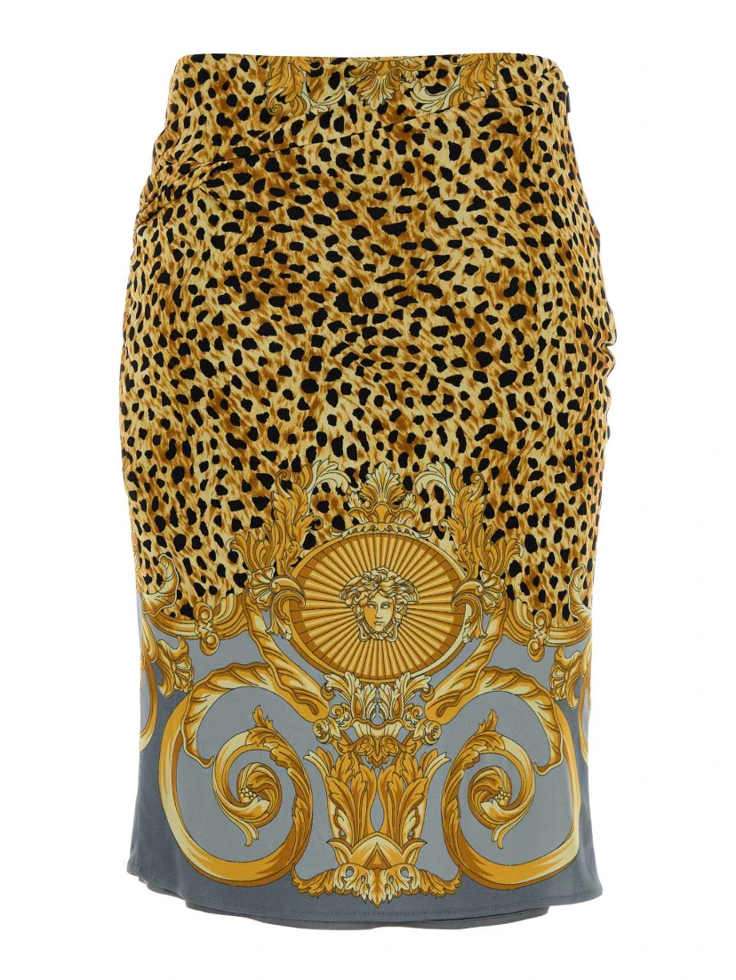 SKIRT CHEETAH FOULARD ON RESPONSIBLE HEAVY VISCOSE
