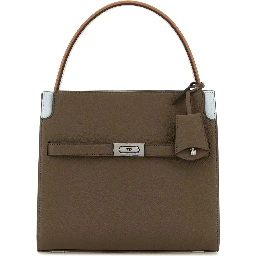 LEE RADZIWILL PEBBLED COLOR-BLOCK SMALL DOUBLE BAG