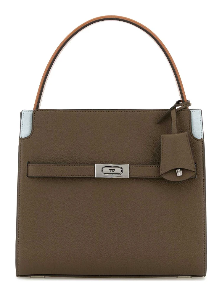 LEE RADZIWILL PEBBLED COLOR-BLOCK SMALL DOUBLE BAG