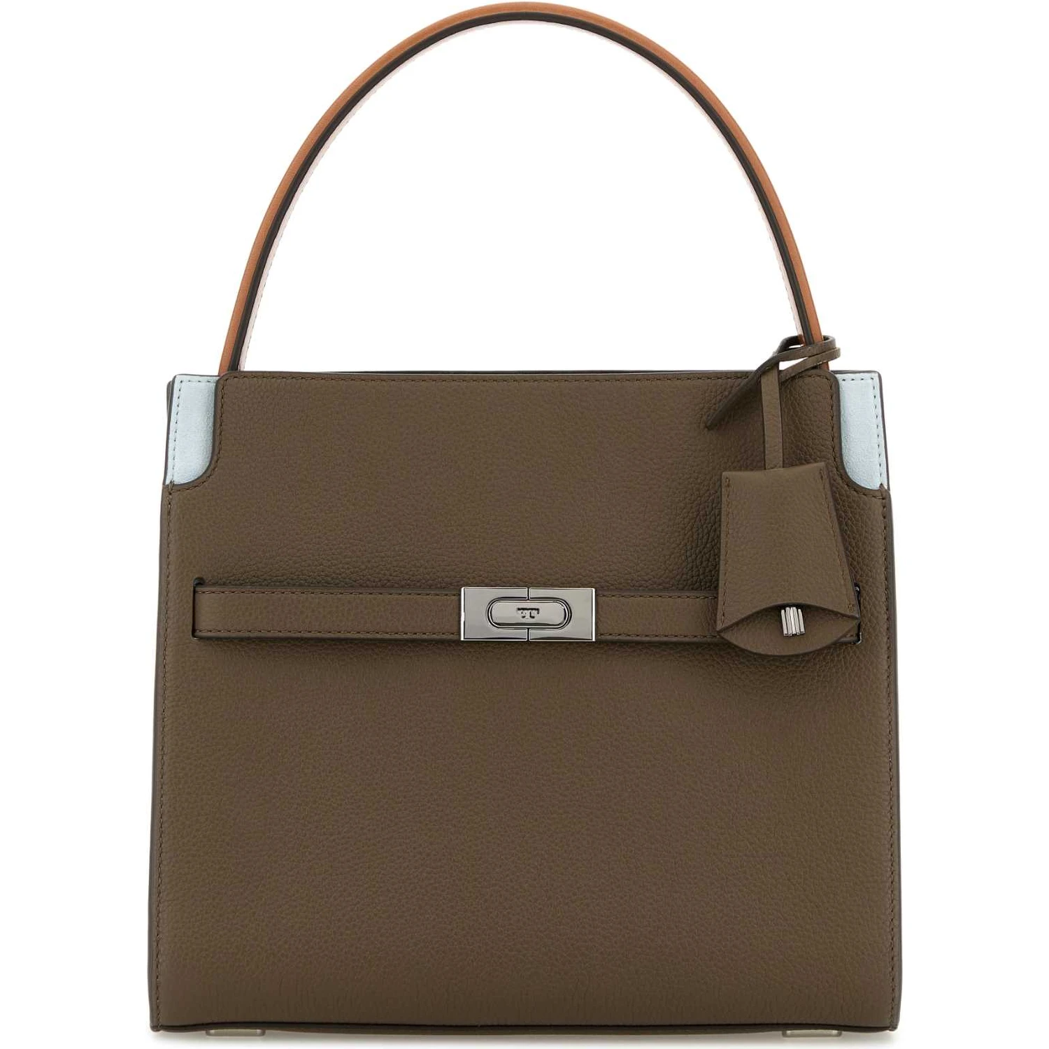 LEE RADZIWILL PEBBLED COLOR-BLOCK SMALL DOUBLE BAG