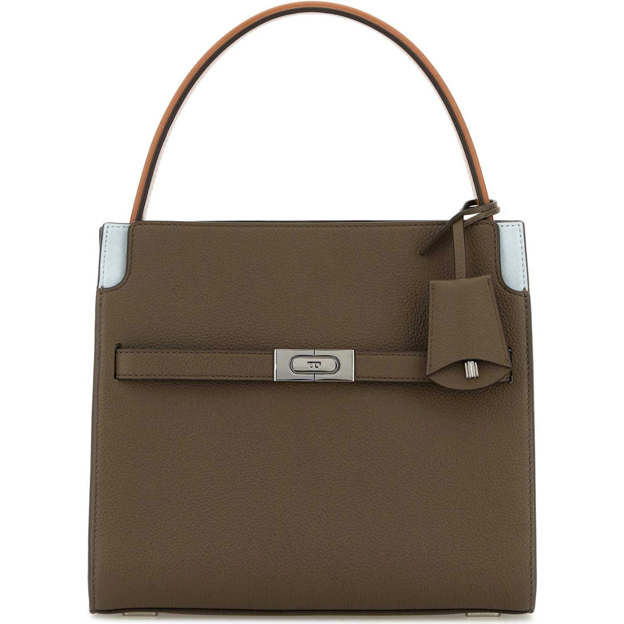 LEE RADZIWILL PEBBLED COLOR-BLOCK SMALL DOUBLE BAG