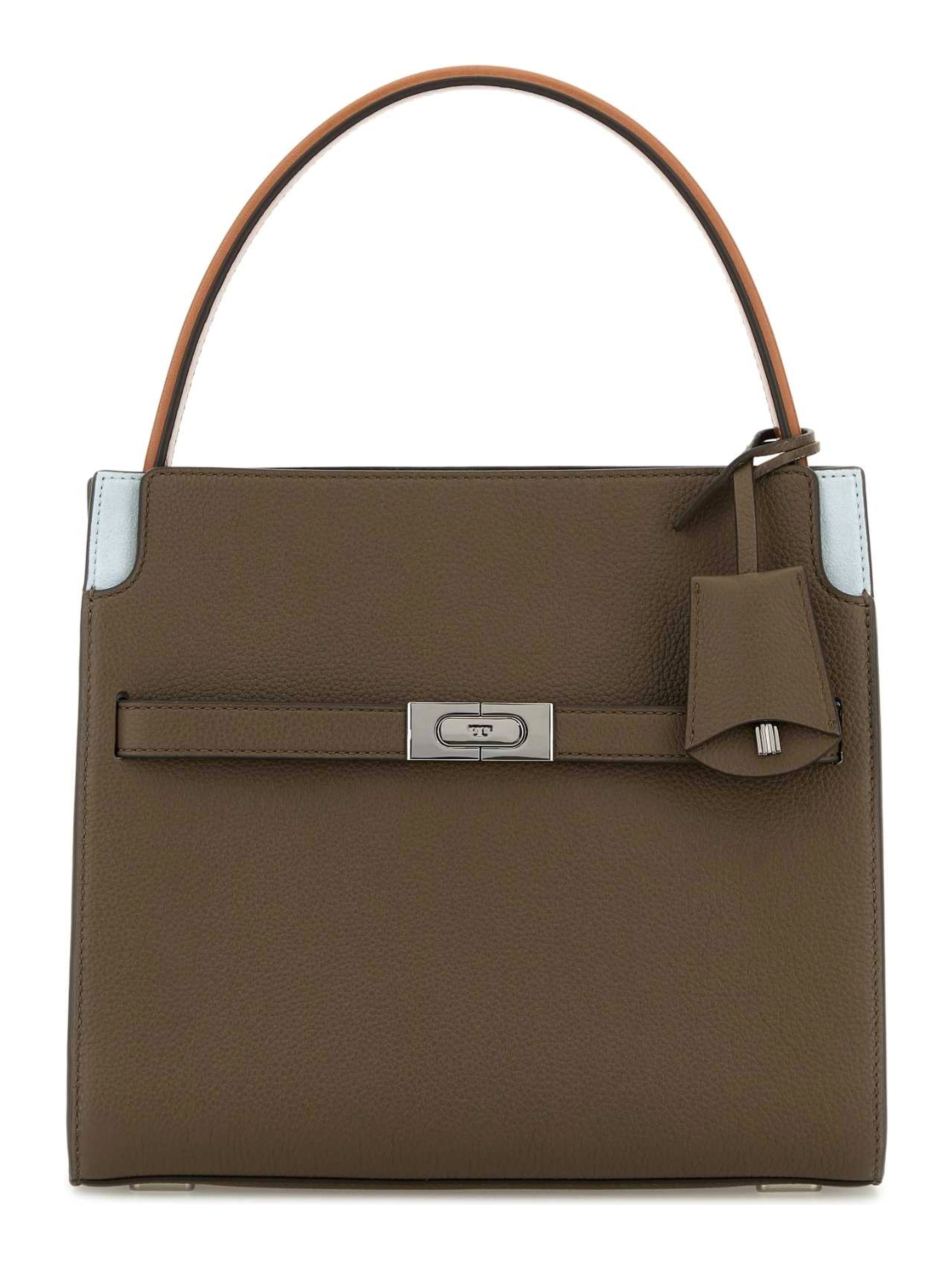 LEE RADZIWILL PEBBLED COLOR-BLOCK SMALL DOUBLE BAG