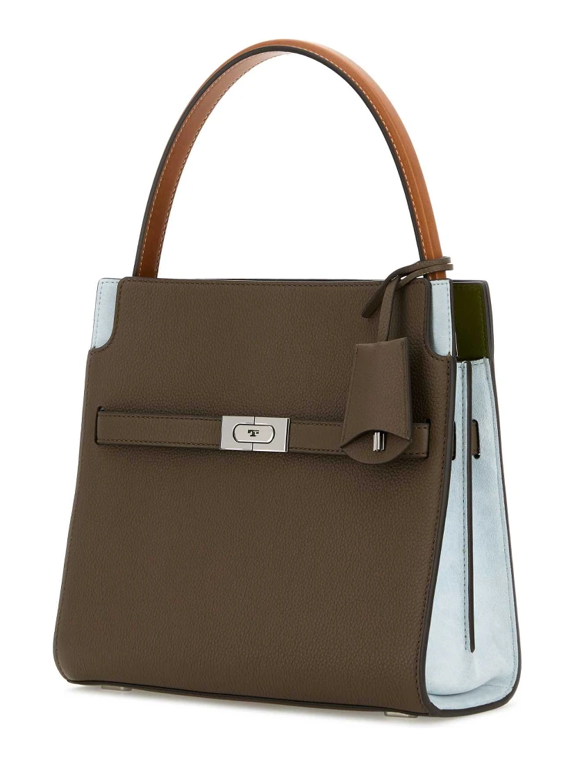 LEE RADZIWILL PEBBLED COLOR-BLOCK SMALL DOUBLE BAG