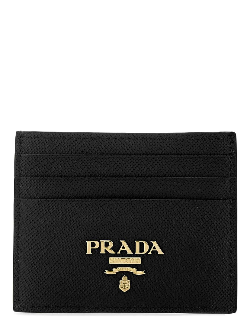 Black leather card holder