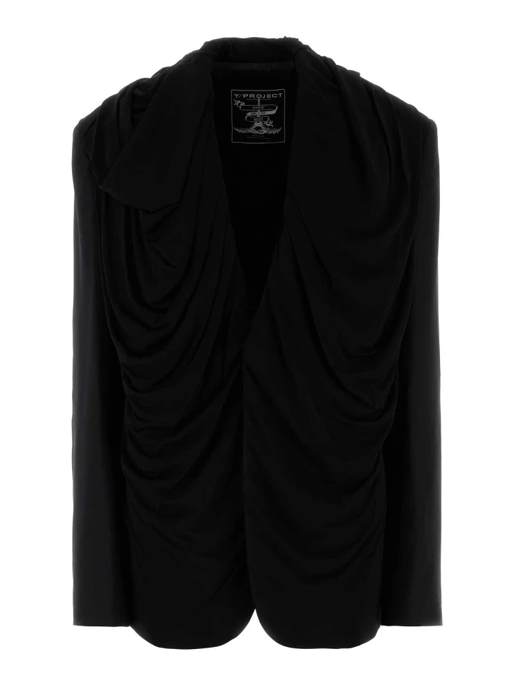DRAPED HOOD BLAZER