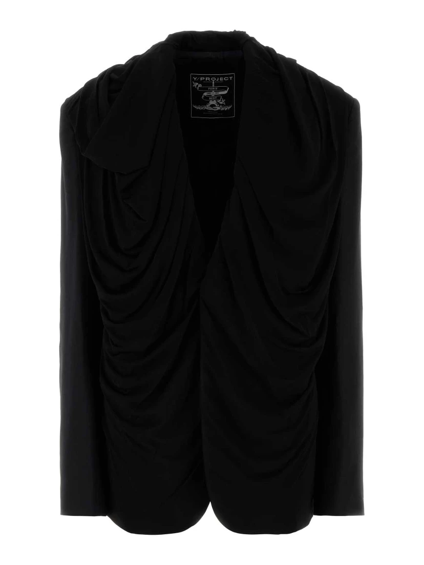 DRAPED HOOD BLAZER
