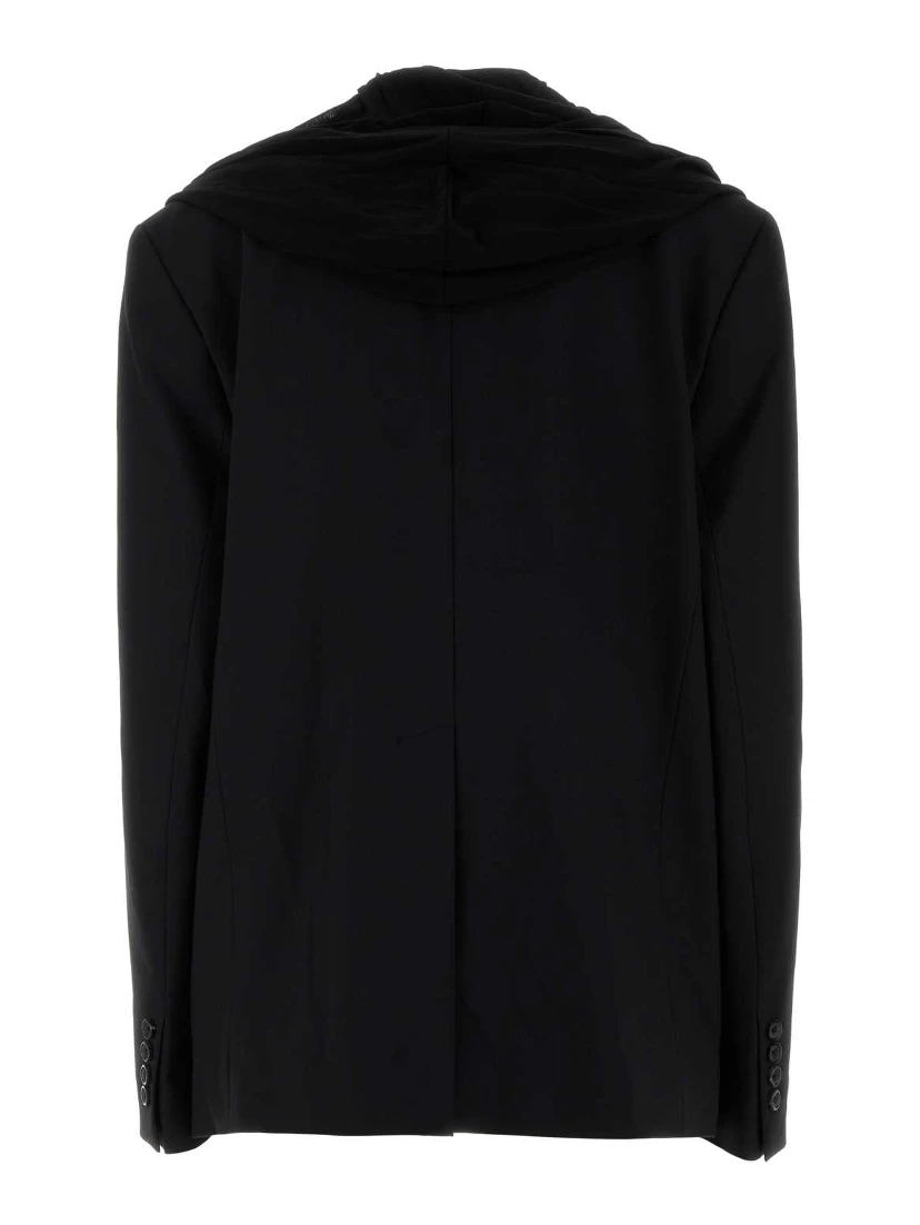 DRAPED HOOD BLAZER